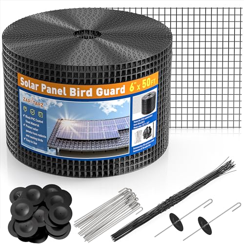 Solar Panel Bird Guard 6 Inch x 50 Ft for Pigeon Squirrel | PVC Coated Welded Wire Mesh Critter Guard for Solar Panels with Fasteners, Solar Screen for Pigeon Netting Bird Proof - color: 6IN x 50FT