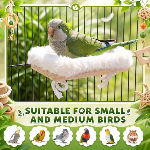 Vinsot Bird Perch for Cage, Detachable Plush Parrot Toy Hanging Bird Resting Nest for Conure, Budgie, Cockatiel, Lovebird, Canary, Finch, Hamster, Small Pets
