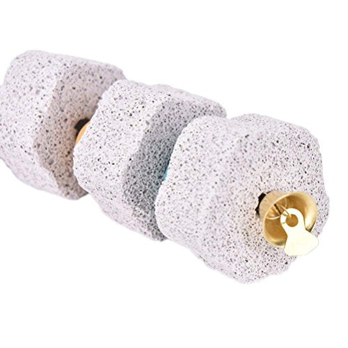 Hypeety Bird Beak Grinding Stone Cage Calcium Mineral Paw Grinding Block | Natural calcium stone, provides calcium and beak care, durable chew-proof, easy-hanging, for parrot/chinchilla/hamster, 2pcs - color: 2pcs Hanging Stone