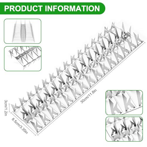 20 Pack Stainless Steel Squirrel Spikes for Bird Feeder, 20 FT Squirrel Spikes for Bird Feeder Pole, Keep Squirrels, Raccoon Away, for Wall Fence Garden Roof Yard, Easy to Install - size: 20FT