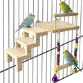 Bird Perch Platform with Ladder & Swing,Parrot Wooden Play Gym Cage Toys | Bird Wood Playing Exercise Stands Perches,Parakeet Climbing Ladder Playground Cage Accessories for Cockatiel Budgie Lovebird - size: Bird Perch Platform with Ladder Swing