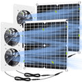 Rossesay 2 Sets 25W 12V Solar Powered Fan for Chicken Coop Waterproof Solar Panel Exhaust Fans USB Portable Metal Shell for Shed Greenhouse Outside Air Ventilation Pet Dog House