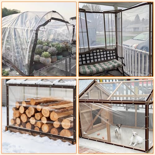 6.6 x 10FT Waterproof Chicken Coop Cover for Winter, Durable Easy Install Chicken Run Tarp with Rope & Cable Tie, Chicken Coop Insulation Windproof Winterizing Cover for Large Chicken Cage Walk-in Run