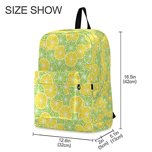 Fustylead Round Slices Lime And Lemon Backpack School Laptop Bag Bookbag for Boys Girls Students Daypack Picnic Travel - color: Slices Lime and Lemon