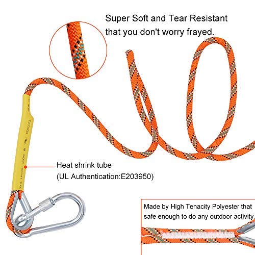 X XBEN Outdoor Climbing Rope 10M(32ft) 20M(64ft) 30M(96ft) 50M(160ft) 70M(230ft) 152M(500FT) 352M(1000FT) Static Rock Climbing Rope for Escape Rope Ice Climbing Equipment Fire Rescue Parachute - color: Orange, size: 1/3 Inch x 500 Feet