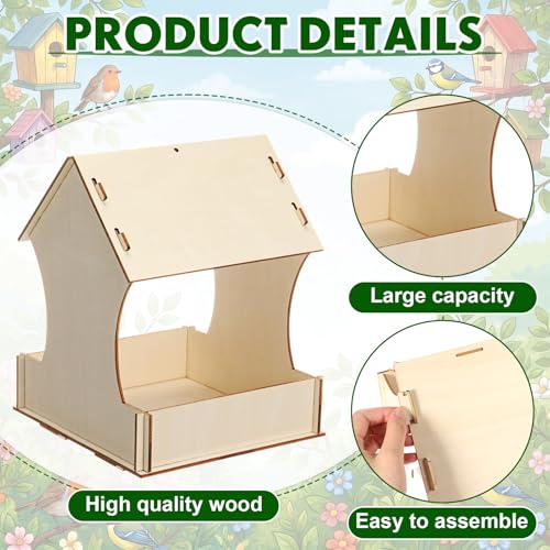 DoubleFill 6 Pack Wooden Bird Feeder Kits, DIY Bird House Kits, Build and Paint Craft for Adults, Unfinished Birdhouse Wood Craft for Educational Fun Art Outdoor Activities Gift
