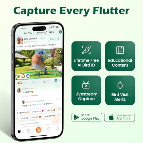 Bird Feeder with Camera, Smart Bird House with Cam for Outside, 2K HD Auto Record Video, AI Identification & Instant Alerts, Solar Powered, Bird Watching Gifts for Family and Birdlovers | 2K HD Auto Record Video, AI Identification & Instant Alerts, Solar