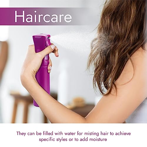VIGOR PATH Continuous Mist Purple Spray Bottle 300ml Fine Mist for Hair | Ultra Fine Atomizer Leak Proof Ergonomic Construction 360 Refillable - color: Light Purple - 10oz