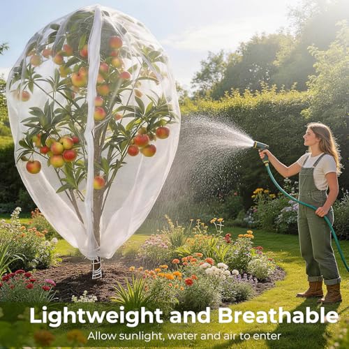 Fruit Tree Netting Cover with Zipper & Drawstring, 2 Packs 8ft x 8ft Insect Bird Barrier Netting for Garden Protection, Ultra Fine Mesh Garden Netting - size: 8 x 8 ft(2 Packs)