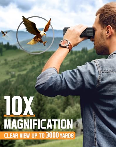 BEBANG Binoculars for Adults 10x42 High-Powered: Waterproof for Birding | BAK4 prisms and FMC optics, compact lightweight design for eyeglass wearers, cruises, sports, travel and wildlife viewing