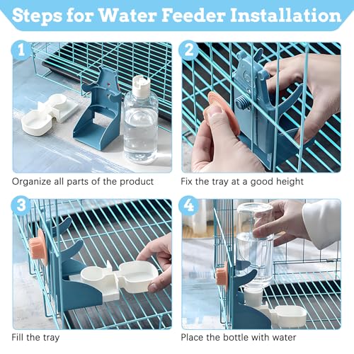 Hamiledyi No Mess Bird Feeders Water Dispenser Set Parakeet Seed Container Automatic Cage Feeder with Perch Transparent Cage Accessories for Budgies, Parakeets, Canaries, Lovebirds, Finches - color: Green + Drinking Bottle + Perch