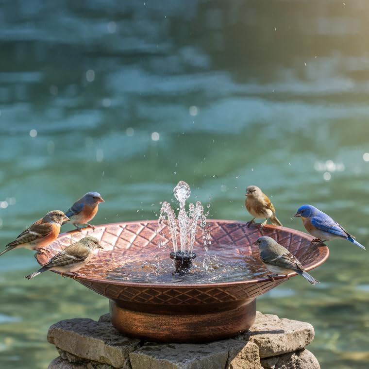 Bird Bath for Outside, 12.6" Solar Powered Bird Bath with Fountain, Metal Bird Bath Bowl, Outdoor Patio Lawn Decor (Bronze) - color: Bronze