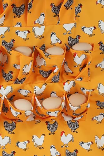 Egg Gathering Apron and Basket Set - 11 Deep Pockets + 9-Grid Matching Basket - Premium Cotton Linen Chicken Egg Collector for Farm & Backyard - Adjustable & Hands-Free - Healthy & Washable
