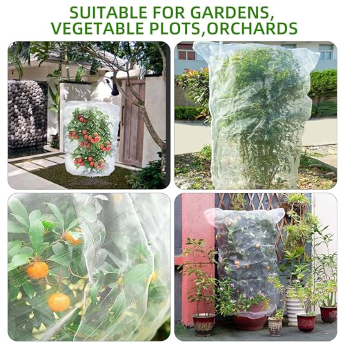 Garden Mesh Netting for Plants, 4 Pack Insect Bird Barrier Netting Mesh with Drawstring, 3.3x4.9 FT Garden Bug Netting Plant Cover for Protect Fruit Tree Vegetable Flowe - size: 3.3x4.9ft - 4 Pack