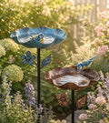 2PCS 11” Dia Metal Bird Bath for Outside | Freestanding Bird Bath Bowl, Upgraded 5 Pronged Base Birdbaths for Outdoors, Standing Bird Feeder Garden Yard Lawn Decor