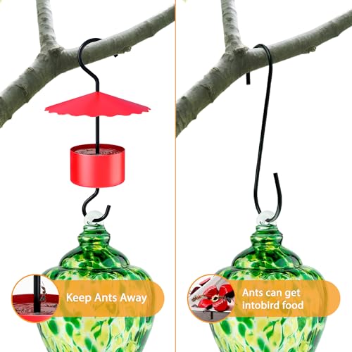Large Metal Hummingbird Feeder Ant Guard 5 oz, Ant Moat for Hummingbird Feeders, Effectively Keeps Honey Safe, Fits All Humming Bird Feeders, Made of Metal, Red