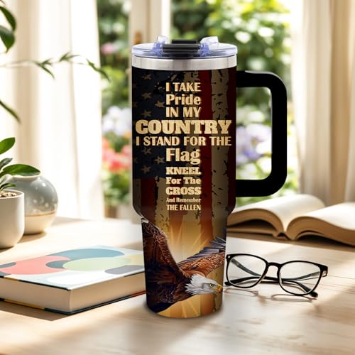 DUUV American Flag Cross Eagle Tumbler 40oz, Insulated 4th of July Cup Gift | Patriotic Tumbler Leakproof, Christian Gift for Dad Independence Day, Fathers Day Ideal Gifts for Man Anniversary, 1 Pack - color: Pride Flag