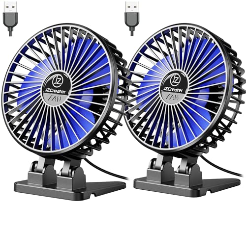 JZCreater USB Desk Fan, Mini Fan Portable, 3 Speeds Desktop Table Cooling Fans, Plug in Power, Rotation Strong Wind, Quiet Personal Small Fan for Home Desktop Office Travel Bedroom, Black (2Pack) - color: Black 2Pack