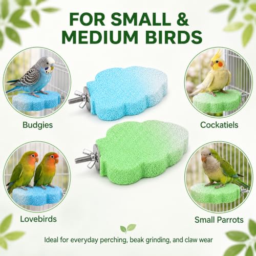 2 Pcs Bird Beak & Claw Trimming Stone, Rough Pumice Perch for Small Birds | Non-Slip Rough Pumice Stone Perch for Beak & Claw Trimming, Ideal for Cockatiels, Lovebirds, Conures & Small Birds