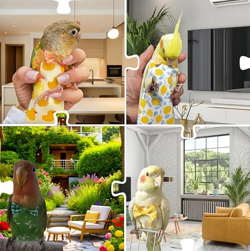 6Pcs Bird Diapers Bird Harness Flight Suits Diapers Reusable Parrot Nappy with Waterproof Inner Layer Washable Cute Urine Wet Suit Costume for Cockatiel Conure Budgie Macaw Parakeet, L - size: L