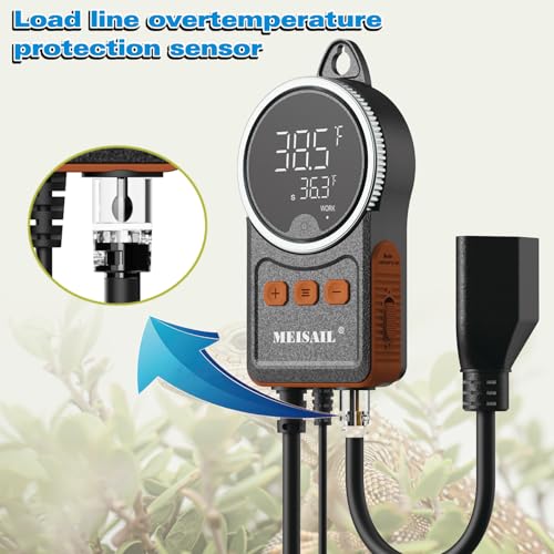Temperature Controller can be Used for aquaculture, Plant mat Heating, Reptile Thermostat, with Load line Over-Temperature Protection and Dual Sensor auto-Safety Calibration - color: MS-60A