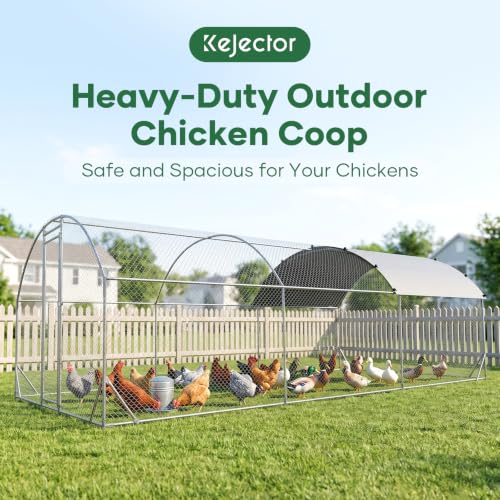 Metal Chicken Coop with Runs for Yard with Cover Waterproof Quail Coop Walk in Duck Coop, Chicken Pen House Cage gallinero para gallinas with Security Lock for Outdoor Farm Rabbit Run 19x9.2x6.5ft - size: 224.4"L x 110.4"W x 78"H