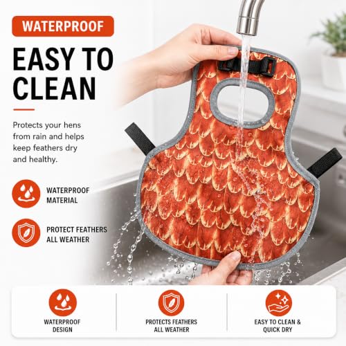 Chicken Saddle for Hens, Adjustable Hen Apron Back Protector for Protection Feather Regrowth, Waterproof Breathable Chicken Clothes with Straps, Apron for Medium to Large Hens Saddle（Orange） - color: Orange
