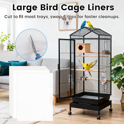 23.6x16.9in Bird Cage Liners - 200 Sheets Pre-Cut Cage Tray Pads | Disposable Absorbent Non-woven Pads Absorb Moisture and Collect Feathers for Parrots, Cockatiels, Parakeets and Finches - size: 200 Count (Pack of 1)