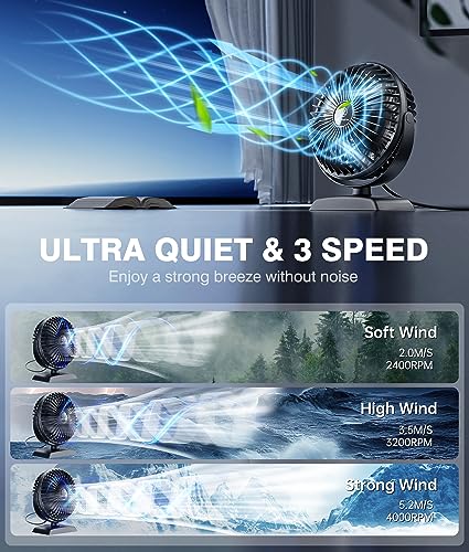 JZCreater USB Desk Fan, USB Fan Mini, 360 Rotation Desktop Fan with 3 Speed, Table Personal Cooling Fan, Quiet Mini Desk Fan, USB Powered, Small Fan for Home Office Bedroom Car Travel,Black+Black - color: 282-Black+Black