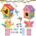 BELEEV 2 Pack Bird House Wind Chime Kit for Kids, DIY Birdhouse Kits to Build & Paint, Include Paints & Brushes, Wooden Arts and Crafts Gift for Children Boys Girls Ages 4-12 - color: 2 Pack Bird House