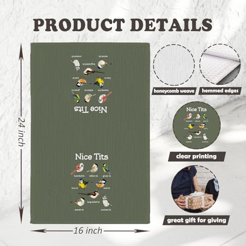 Chicimln Green Funny Bird Kitchen Towels, Bird Lovers Watchers Gifts Decorative Hand Towels for Bathroom, Kinds of Birds Dish Tea Towel Drying Cloth for Kitchen Decor, 16x24 Inch - color: Green