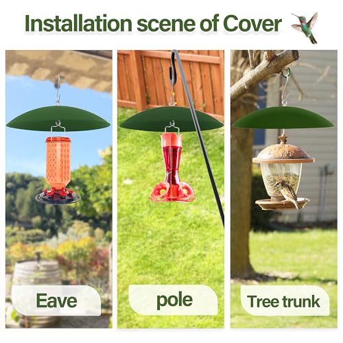 13" Bird Feeder Rain Cover,Bird Feeder Dome,Hummingbird Feeder Squirrel Guard, Proof Bird Feeders Baffle,Smart Birds Feeder's Umbrella(Green), 1 Pack - color: Green, size: 13Inch / 1 Pack