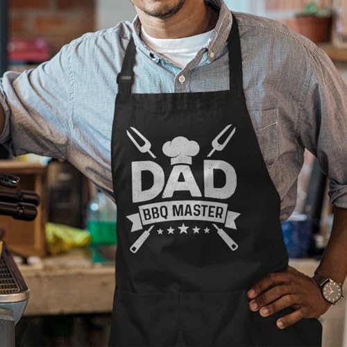 SANDJEST Funny Mens Aprons with Pockets for BBQ Grilling Cooking Grandpa Husband Apron for Birthday Christmas Father's Day - color: Dad 4