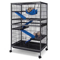 Polar Aurora Metal Small Animal Cage 5 Tiers Homes for Pets Removable Ferret Cage with Lockable Wheels, 50" H Deluxe Chinchilla Cage with Hammock and Removable Tray - size: Large