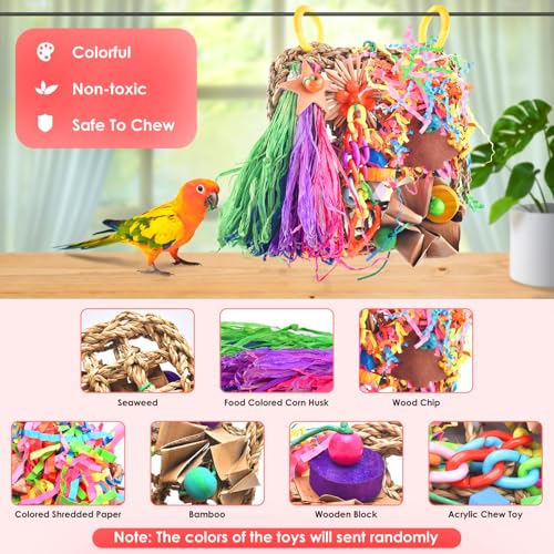 KATUMO Bird Toys, Grass Mat Foraging Chew Toy for Parakeet Cockatiel | Natural Grass Mat Toy Satisfies Birds Chewing & Foraging, Easy Hanging, Perfect for Conure, Lovebird and Small Medium Birds - color: natural