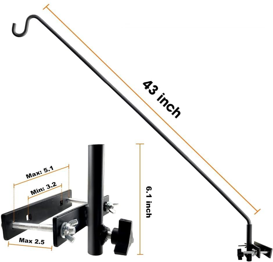 ERYTLLY 2 Packs Extended Rail Hook Fence Deck Bird Feeder Hook 360 Degree Rotary and Length Adjustable Plant Bracket for Feeders, Planters, Suet Baskets, Lanterns, Wind Chimes and More - size: Rail Hook - Adjustable Length - 2 Packs