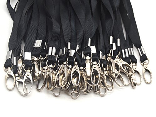Lanyards 100Pcs Bulk Lanyard for Id Badges,Badge Lanyards Swivel Hooks Clips Great for Name Tags Badge - color: Black