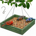 Platform Bird Feeder,Tray Bird feeders Outdoors,Wooden Tray Bird Feeder Hanging Platform,Platform Bird Feeder Tray,Suitable for Birds in Outdoor Gardens and Courtyards(A3-Green)