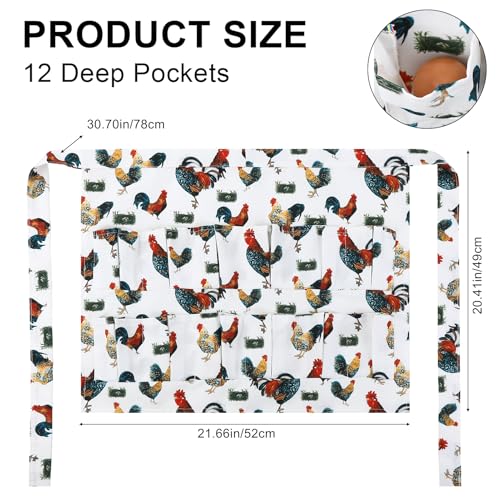 Egg Collecting Apron, 12 Pouches Chicken Egg Apron | Farmhouse Aprons for Chicken, Duck, Goose, Poultry Collection - color: Grass-nest Chicken, size: 49*52cm