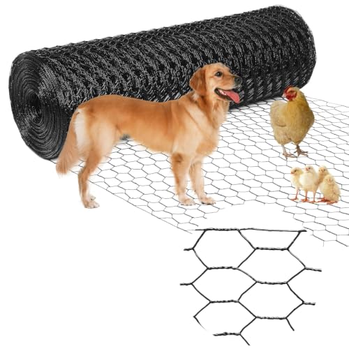 Premium Black Chicken Wire Fencing 13.7inx157in, PVC Coated Chicken Wire, Poultry Netting, Galvanized Chicken Wire Barrier for Floral Arrangements/Craft Projects/Pet/Rabbit - color: Black, size: 13.7inx157in