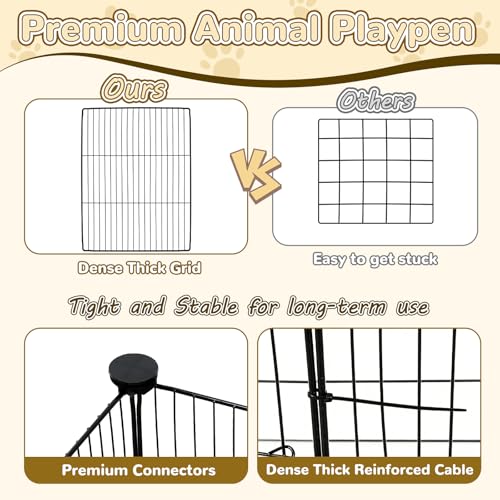 PETKNOWS 21 Panels Small Animal Playpen with Door and Mat | Metal Wire Fence, Indoor Outdoor Use, Rabbits Guinea Pigs Hamsters, Portable Foldable Design, Waterproof Mat Included