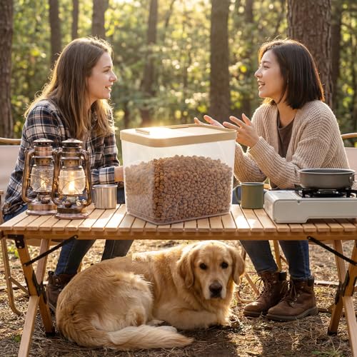 Lounsweer 4 Piece Pet Food Storage Container Dog Cat Treat Storage Container Large Airtight Rice Dispenser with Measuring Scoops for Dog Cat Bird Food Flour Kitchen Supplies(Clear,11 Lb, 22 lb) - size: 11 lb, 22 lb
