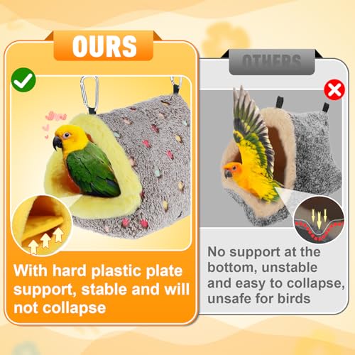 MEWTOGO Medium Winter Warm Bird Nest for Cage - Comfortable Birds Bed with Support Plate, Hanging Shed Hideaway Hammock Hut Gift for Cockatiel Monk Parrots Sun Conure - size: Medium