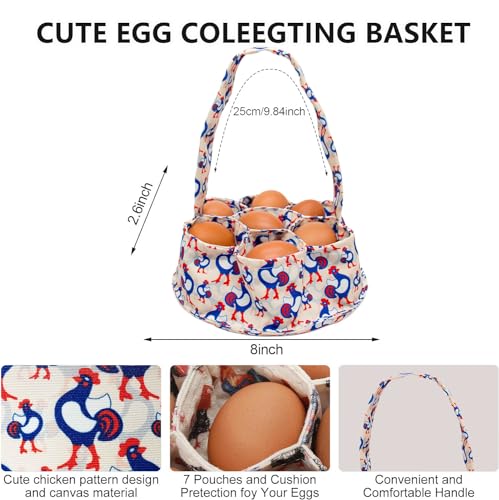 2 Pcs Egg Collecting Apron Chicken Gathering Basket with 7 Pouches Fresh Egg Holding Apron with 11 Pockets - color: Pink Type 02