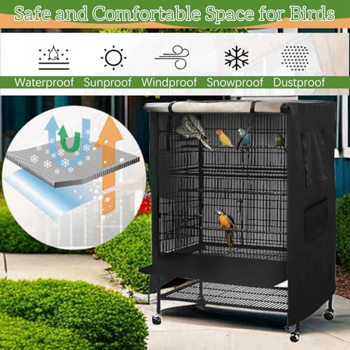 Universal Birdcage Cover Blackout & Breathable for Pets' Good Night, Bird Parrot Cage Cover Durable Washable for Parakeets Lovebirds Budgies Macaw Conure Square Cages, Large (26" L x 19" W x 40" H) - size: Large (26" L x 19" W x 40" H)