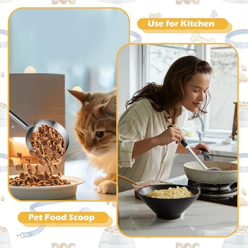 2 Pcs Dog Food Scoop Long Handled Scoops 3/4 Cup Stainless Steel Measuring Cups Portion Control Serving Spoons for Dogs Cats Birds and Rabbits Pet Food Feeding Scoop (3/4 Cup) - size: 3/4 Cup