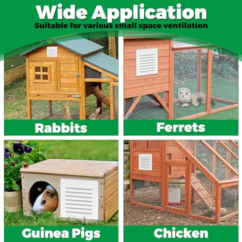 Forestchill Air Vent Louver for Chicken Coop, 10" x 10" Air Vent Grille with Built in Screen Mesh, Louvered Exhaust Grille for Chicken Coops Ventilation, White