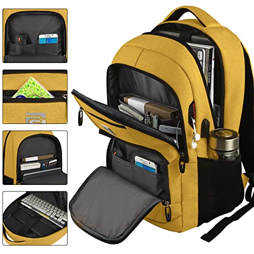 Laptop Backpack,Business Travel Anti Theft Slim College Backpack | Water Resistant Durable Computer Bag Gift for Women & Men Fits 15.6 Inch Laptop and Notebook - Yellow - color: Yellow, size: 15.6 Inch, style: Laptop