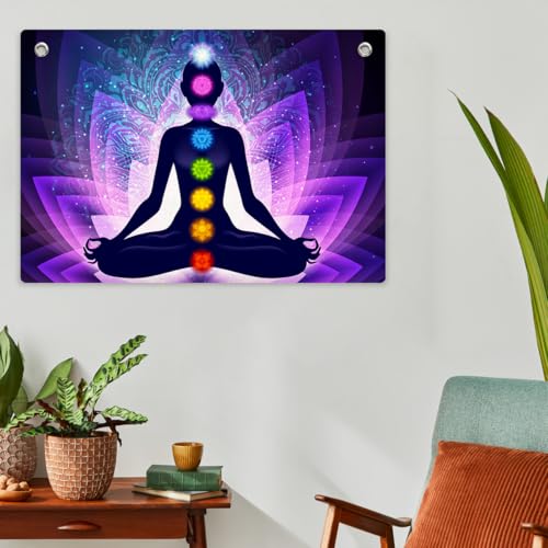 7 Chakra Meditation Tapestry Banner Flag 28.5 x 20 Inch Spiritual Seekers | Colorful Spiritual Lotus Hippie Chakra Tapestry for Yoga Studio, Bedroom Meditation Space Gift for Yoga Enthusiasts - color: Multi 0671