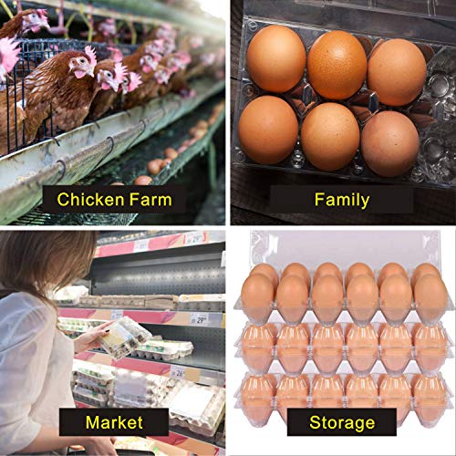 Large Plastic Egg Cartons 30 Packs with Sticker Labels for 12 Eggs, Cheap Bulk Egg Tray Egg Container Holder for Refrigerator, Storage, Family, Chicken Farm, Market, Camping